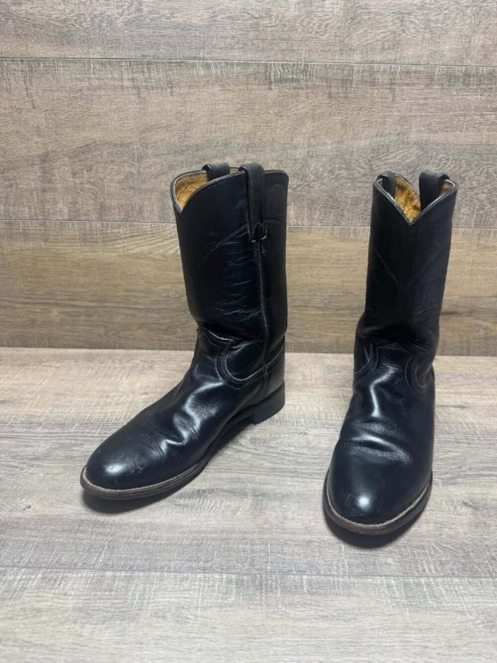 Justin Jackson Black Leather Roper Cowboy Boots Women's Size 7